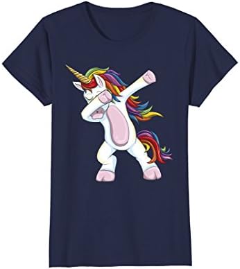Womens Dabbing Unicorn Shirt - Funny Unicorn Dab Tshirt Gift Large Navy