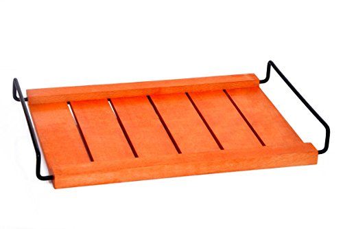 Hashcart Indian Wood Handmade & Handcrafted Wooden Serving Tray with Iron Handles for Dining Tableware, Table DÃ©cor, Kitchen Serveware Accessory, Breakfast Coffee Tray, Butler Serving Trays