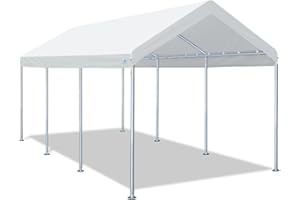 ADVANCE OUTDOOR 10x20 ft Heavy Duty Carport Potable Car Canopy Garage Party Tent Boat Shelter, Adjustable Height from 9.5 ft to 11 ft, White