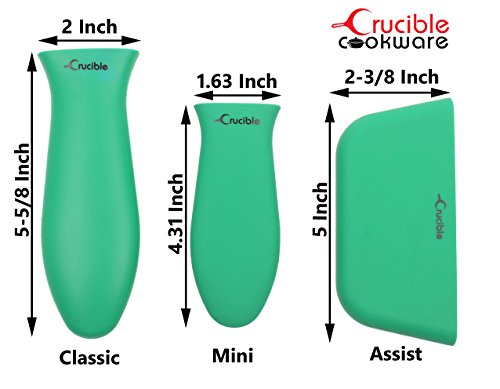 Silicone Hot Handle Pot Holder Mixed Set of 3 For Cast Iron Skillets, Mini Handle, Assist Handle , Handle Cover - Green - Thumbnail 3