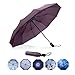 Marriarics Compact Travel Rain Umbrella, Folding Lightweight Automatic Open and Close Umbrellas for Women Men,Portable with Umbrella Cover (Purple).