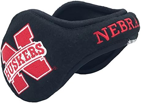 Degrees By 180s NCAA Nebraska Huskers Collapsible Behind-The-Head Fleece Winter Ear Warmer, Unisex, One Size Fits Most, Black