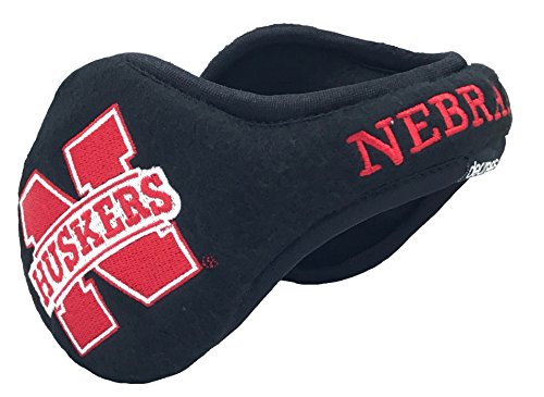 Degrees By 180s NCAA Nebraska Huskers Collapsible Behind-The-Head Fleece Winter Ear Warmer, Unisex, One Size Fits Most, Black
