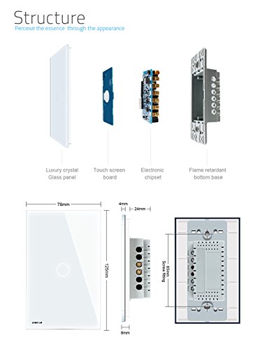 image for LIVOLO White US Standard 1 Gang 1 Way Wall Touch Light Switch with LED