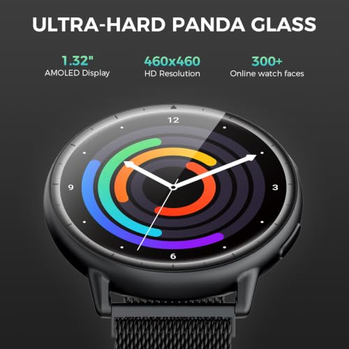 GPS Smart Watch for Men, 1.32" AMOLED Display, 5ATM Waterproof, Fitness Tracker with Bluetooth Calls, 110 Sports Modes, Compass, Barometer, Heart Rate/SpO2/Stress/Sleep Monitor, Android iOS 42mm Black
