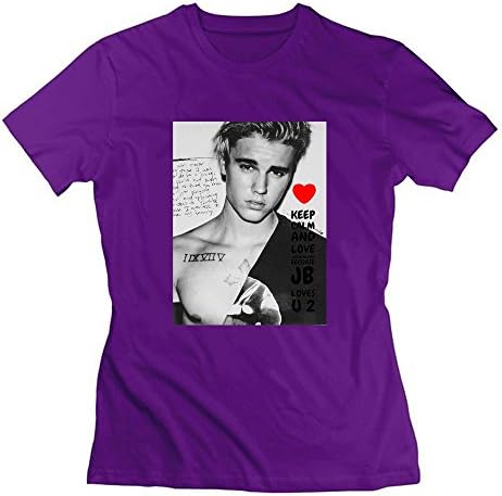 Humorous uncle Women's Love Justin Bieber T-Shirts XX-Large Purple