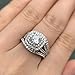 Wuziwen 3pcs 3.5Ct Engagement Wedding Ring Set for Women Sterling Silver AAA Cz Created Blue Sapphire