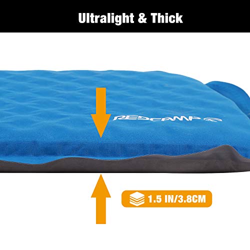REDCAMP Self Inflatable Seat Cushion for Camping Stadium, Compact Lightweight Self Inflating Bleacher Cushion with Storage Bag, Well Insulated