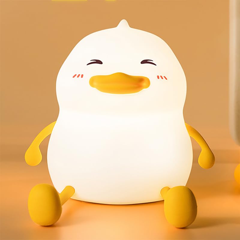 aiworth Duck Night Light Kids Lamp - Cute Silicone Squishy Light Up Duck Touch Bedside Lamp for Nursery Kids - Portable and Rechargeable Dimmable Touch Control Decor Lamp for Boys Girls Baby Children