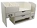Adjustable White Washed Vintage Rustic Wooden Office Desk Organizer & Mail Rack for Desktop, Tabletop, or Counter - Distressed Wood Storage Shelf Rack-for Office Supplies, Desk Accessories, or Mail