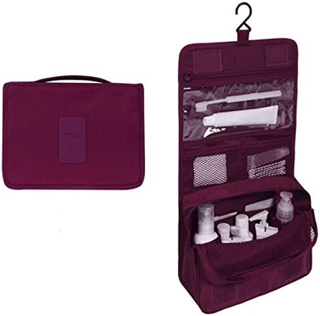 LingSY Portable Travel Makeup Cosmetic Bag,Hanging Toiletry Bag, ,Hanging Toiletry Bag Waterproof Haning Travel Kit Toiletry Bag Bathroom Organizer Carry On Case(Red wine)