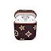 Airpods Case Keychain,MeiQing Leather AirPod Charging Protective Case Cover for Airpods Earphones Accessories Great Gift (Brown Flower)