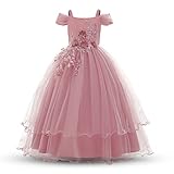 Nileafes Flower Girls Embroidered Lace Maxi Dress
