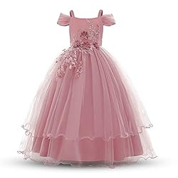 Nileafes Flower Girls Embroidered Lace Maxi Dress
