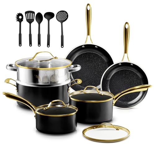 Gotham Steel 15 Pc Ceramic Cookware Set Nonstick, Ceramic Pots and Pans Set Non…