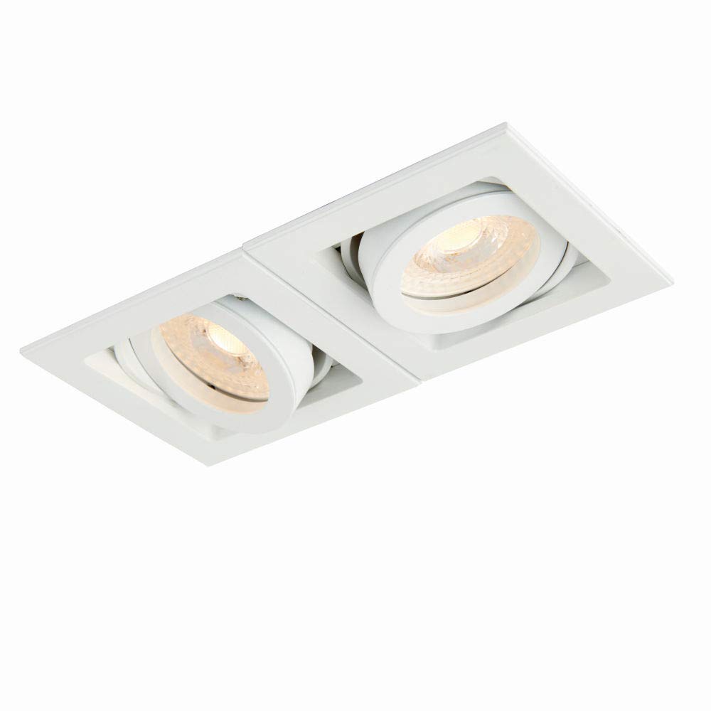 National Lighting Xeno Matt White Twin Adjustable Tilt GU10 LED Mains Voltage Recessed Indoor Boxed Downlight