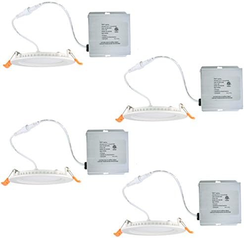 4 PACK YAY Lighting LED Recessed Ceiling Light – Ultra Thin Round Spotlight – Dimmable - ETL List - IC-Rated - 810 Lumens - With Remote Driver Box (4 inch, warm white 3000K)