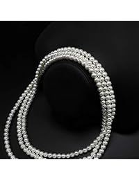 So Pretty Collar largo de perlas para mujer, color crema y blanco, collar de perlas sintéticas, 69"