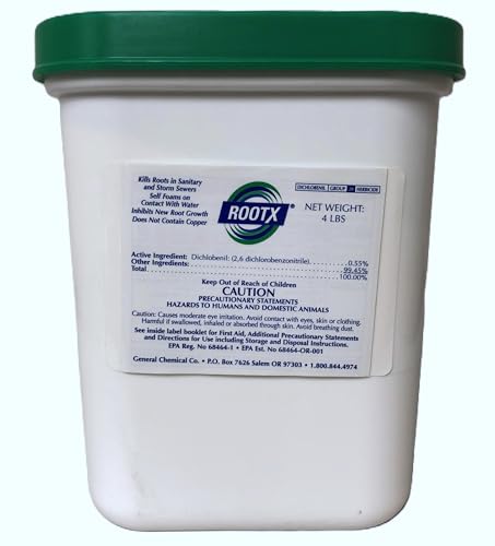 RootX - 4 LB. Jar (No. Funnel/Applicator) Foaming Root Control for Sewer Lines and Septic System
