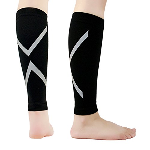 Calf Compression Sleeve Makife Calf Shin Supports Reflective Strips Leg Compression Socks for Shin Splint Pain