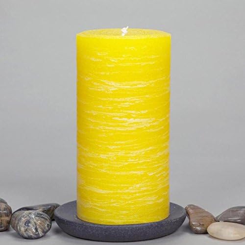 Luna Lumia Rustic Scented Pillar Candle – No-Drip Smokeless Decorative Wax Candles. Gentle Fragrance for a Calm, Relaxing & Romantic Atmosphere. Excellent Gift Idea! 3x6 - Yellow, Citrus Scent