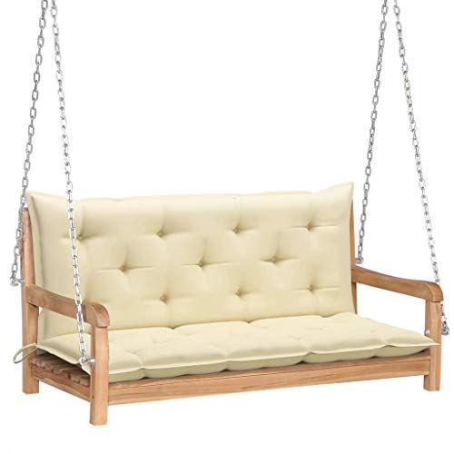vidaXL Teak Massiv Hollywoodschaukel mit Creme Auflage Gartenschaukel Bank Hängeschaukel Schaukelbank Gartenbank…