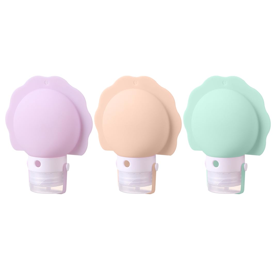 3 pcs Portable Travel Bottles, 1 oz/30ml Silicone Travel Bottles for Toiletries, Leak Proof Travel Containers for Toiletries for Lotions/Creams/Shampoo/Conditioner