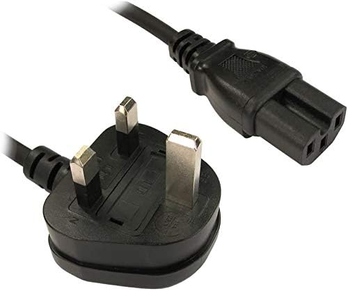 C15 Kettle Power Supply Adapter Cord Mains Cable Lead UK Plug with Notch, IEC Socket Hot Conditioned for Cisco Switches PC