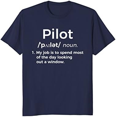 Mens Funny Pilot Definition T-Shirt Aviation Gift Shirt Large Navy