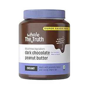 The Whole Truth - Supersaver Pack | Dark Chocolate Peanut Butter | 925 g | Creamy | No Added Sugar | No Artificial Sweeteners | Vegan | No Gluten | No Preservatives | 100% Natural