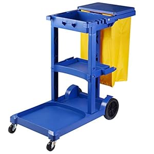 ZAQI Janitorial Schoonmaakwagen met Deksel en Wielen, 3 Plank Heavy Duty Commerciële Traditionele Huishoudelijke Trolley…