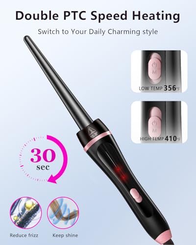 5 in 1 Curling Iron with Thermal Brush and Interchangeable Ceramic Barrels (0.35"-1.25") Set of Curling Iron with Plate, Instant Heating Dual Voltage Gifts for Women