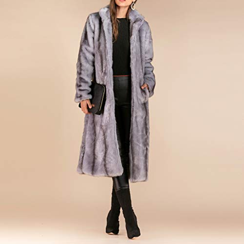 image for JESPER Women Warm Long Sleeve Full-Length Parka Winter Fluffy Faux Fur