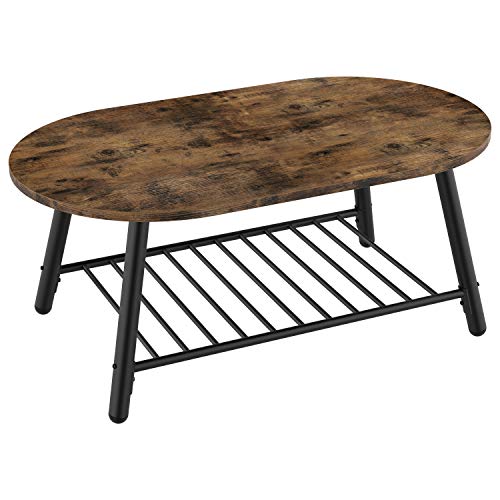IRONCK Industrial Coffee Table for Living Room, with Storage Shelf