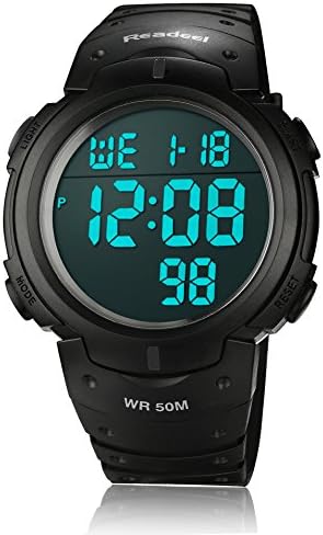 Readeel RE-1068 Rubber Band Digital Display Watch Men Watch Water Resistant Multifunction Sport Watch For Men, Black