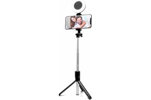 Helix/Retrak Selfie Stick with LED Ring Light Black