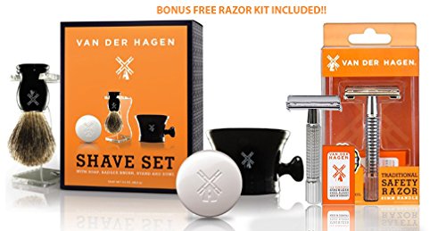 Van Der Hagen Men s Luxury, Shave Set with Van Der Hagen Tradition Safety Razor with 5 Premium Blade