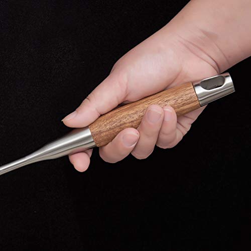 Deslon 304 Stainless Steel Slotted Spatula Turner with Vacuum Ergonomic wood Handle, Comfortable Grip Design for Kitchen