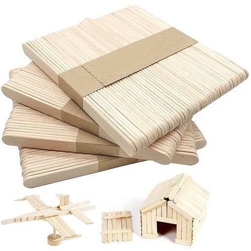 50/100/200/500 Natural Wooden Lollipop Ice Lolly Sticks Kids Arts Craft Models - Pack Size: 100