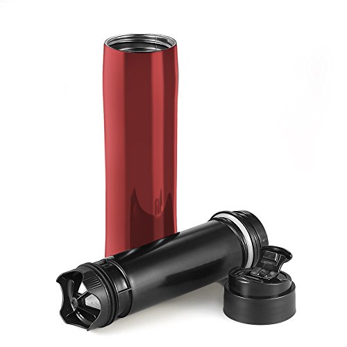 KOHIPRESS The Original Portable French Press Coffee Maker | Vacuum Insulated Travel Mug | Premium Stainless Steel | Hot and Cold Brew (12 oz) | Great for Commuter, Camping, Outdoors and Office (Red)