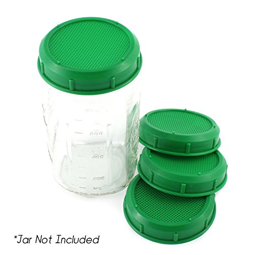 Sprouting Jar Strainer Lid (4Pack) Fits Wide Mouth Jars For