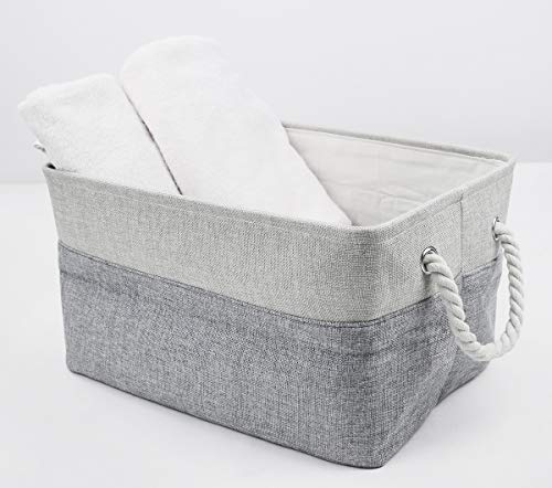 iwill CREATE PRO Shelf Storage Basket with Dustproof Drawstring, Felt Organizer Container Cube, Beige & Gray - Thumbnail 3