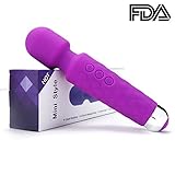 Vibrator Wand Massager for women Rechargeable Waterproof Personal Wireless Wand Vibrators for Women Men with Multi Speed Powerful Vibration Medical Grade Silicone (purple)