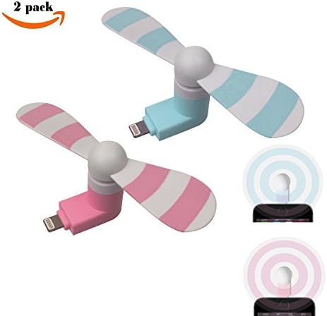 Coopsion 8 Pin Portable iPhone Fan for Lightning Plugs with Mobile Phone Fan Portable Cool Cooler Attachment for Apple iPhone 7 7 Plus 6 6S Pack of 2