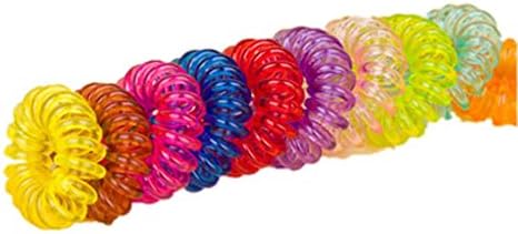 SOLOKA 10pcs Lady Girl Elastic Girl Rubber Telephone Wire Style Hairband Ties &amp; Plastic Rope Band Ponytail Hair Band Accessories (Muti-color)