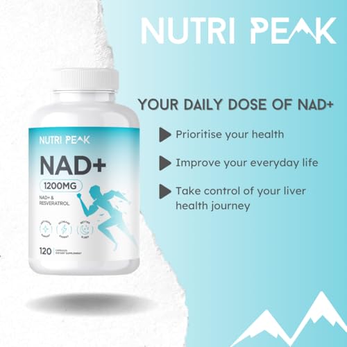 Max Strength NAD+ Supplement | 1200MG | 120 Capsules | Increase NAD Levels | Enhance Anti Aging Effects | Increase Energy Levels | Improve Sleep Quality | Vegan & Gluten Free