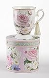 Delton Products Pink Rose Floral Porcelain Mug in Matching Keepsake Box