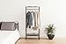 IRIS USA, Inc. Clothing Rack for Clothes with 2 Wood Shelves, Freestanding Rack, Easy to Assemble Garment Rack, Standing Metal Sturdy Clothing Rack, Small Space Storage Solution, Black