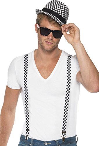 Smiffy's Men's Ska Two Tone Instant Kit with Braces and Hat