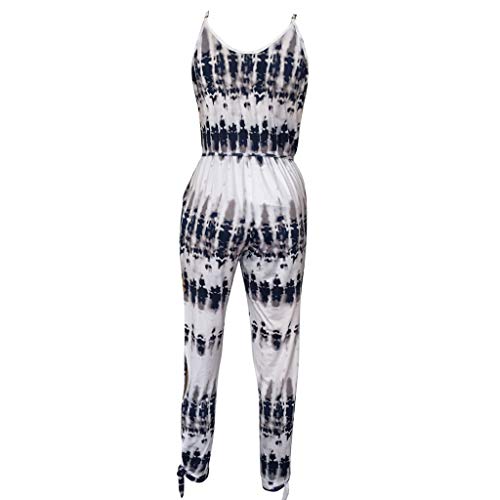 Corriee Women Jumpsuit Fashion Geometric Print Wide Leg Side Split Long Rompers Lady Summer Camis Jumpsuit Blue